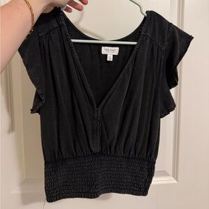 True Craft Black V-Neck Top